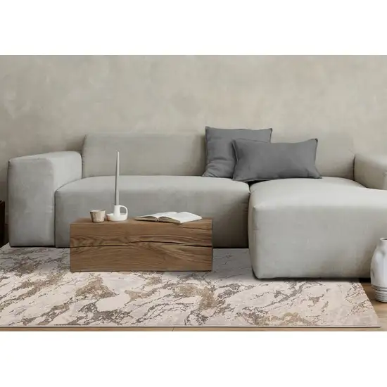 White And Gray Abstract Area Rug Photo 5