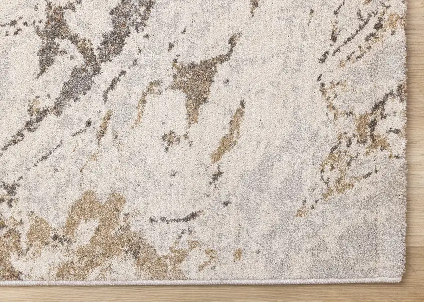 White And Gray Abstract Area Rug Photo 7