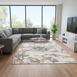 Photo of White And Gray Abstract Area Rug