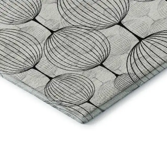 White And Gray Geometric Washable Area Rug With UV Protection Photo 7