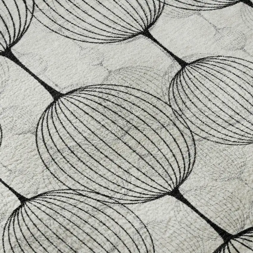 White And Gray Geometric Washable Area Rug With UV Protection Photo 8