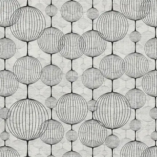 White And Gray Geometric Washable Area Rug With UV Protection Photo 3