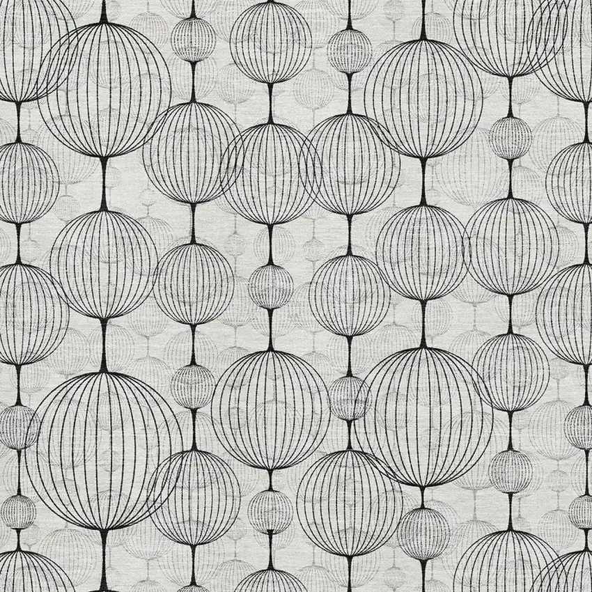 White And Gray Geometric Washable Area Rug With UV Protection Photo 3