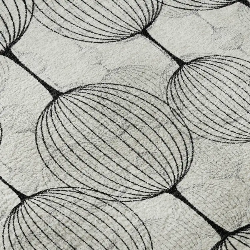 White And Gray Geometric Washable Area Rug With UV Protection Photo 9