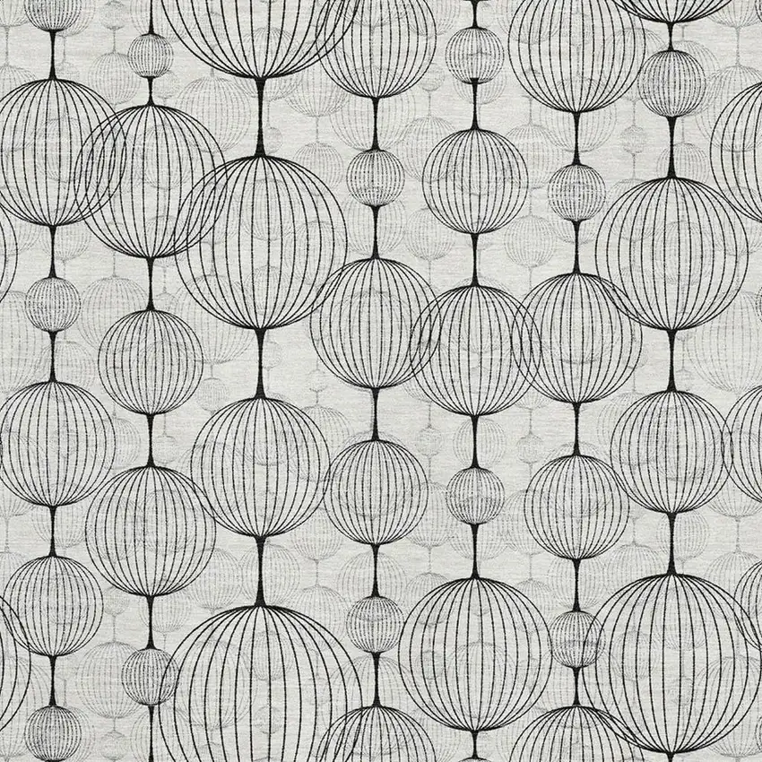 White And Gray Geometric Washable Area Rug With UV Protection Photo 3