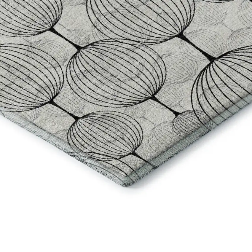 White And Gray Geometric Washable Area Rug With UV Protection Photo 8