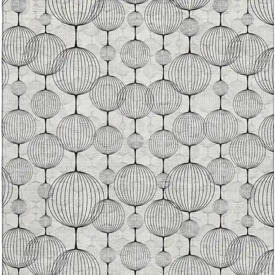 White And Gray Geometric Washable Area Rug With UV Protection Photo 4