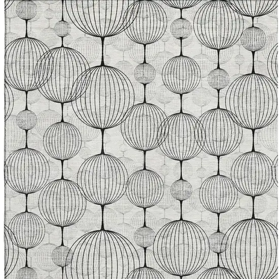 White And Gray Geometric Washable Area Rug With UV Protection Photo 3