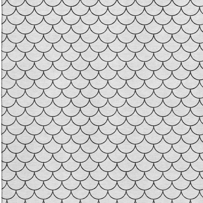 White And Gray Geometric Washable Area Rug With UV Protection Photo 3