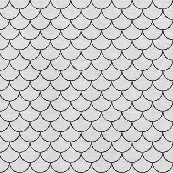 White And Gray Geometric Washable Area Rug With UV Protection Photo 2