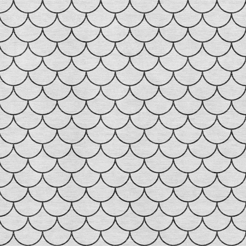 White And Gray Geometric Washable Area Rug With UV Protection Photo 2