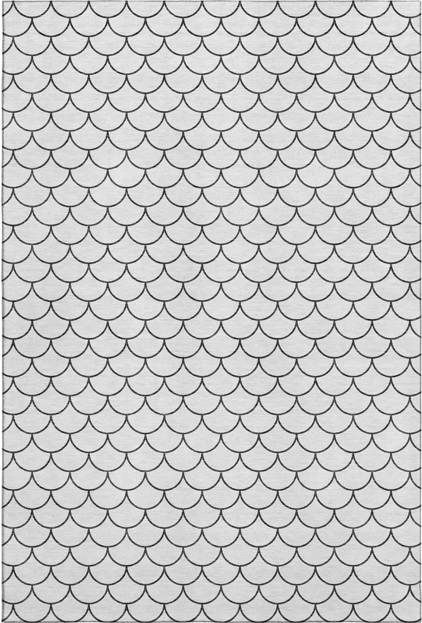 White And Gray Geometric Washable Area Rug With UV Protection Photo 1