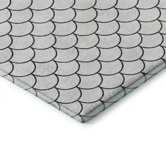 White And Gray Geometric Washable Area Rug With UV Protection Photo 6