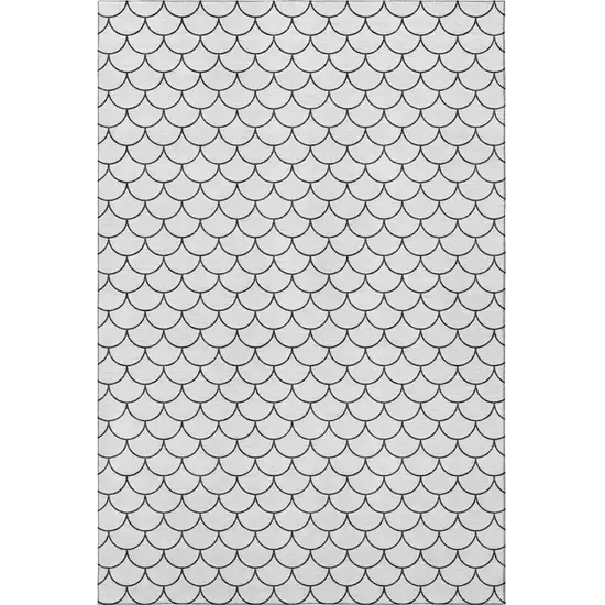 White And Gray Geometric Washable Area Rug With UV Protection Photo 2