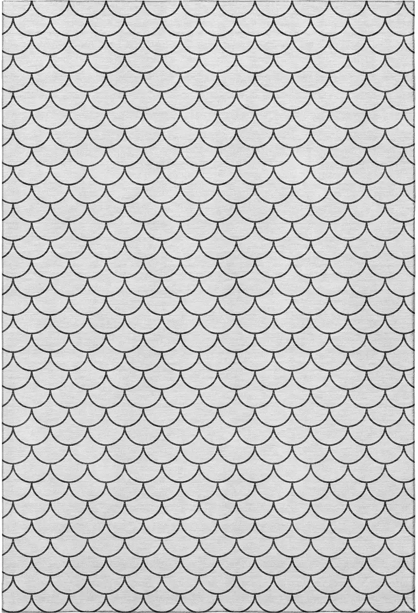 White And Gray Geometric Washable Area Rug With UV Protection Photo 2