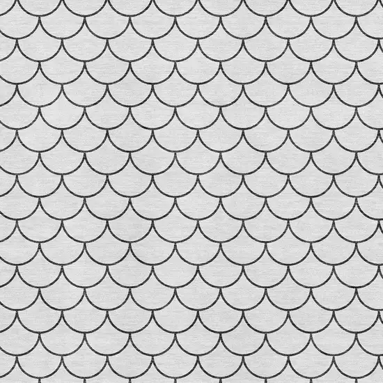 White And Gray Geometric Washable Area Rug With UV Protection Photo 2