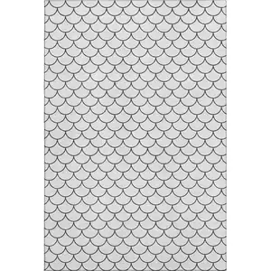 Photo of White And Gray Geometric Washable Area Rug With UV Protection