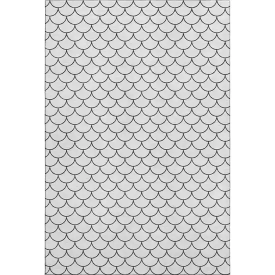 White And Gray Geometric Washable Area Rug With UV Protection Photo 1