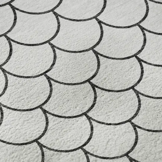 White And Gray Geometric Washable Area Rug With UV Protection Photo 9