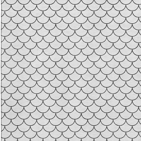 White And Gray Geometric Washable Area Rug With UV Protection Photo 2