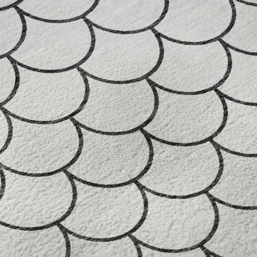 White And Gray Geometric Washable Area Rug With UV Protection Photo 9