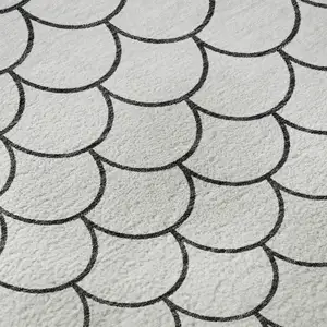 Photo of White And Gray Geometric Washable Area Rug With UV Protection