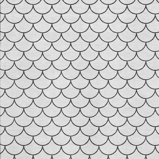 White And Gray Geometric Washable Area Rug With UV Protection Photo 2