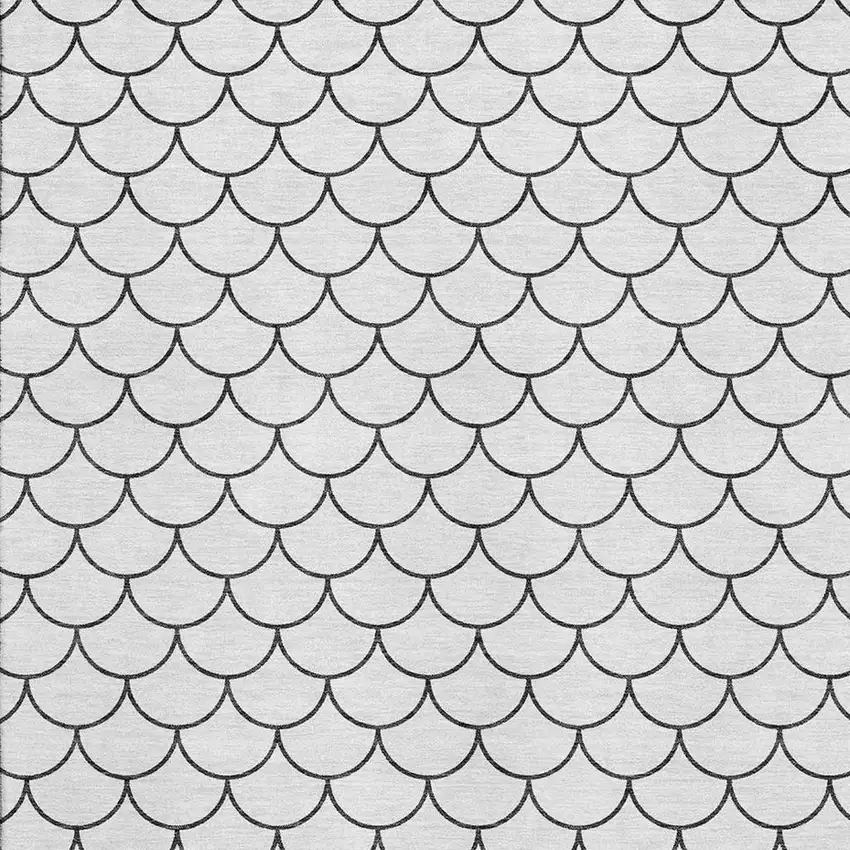 White And Gray Geometric Washable Area Rug With UV Protection Photo 2