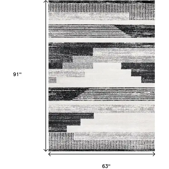 White And Gray Striped Area Rug Photo 3
