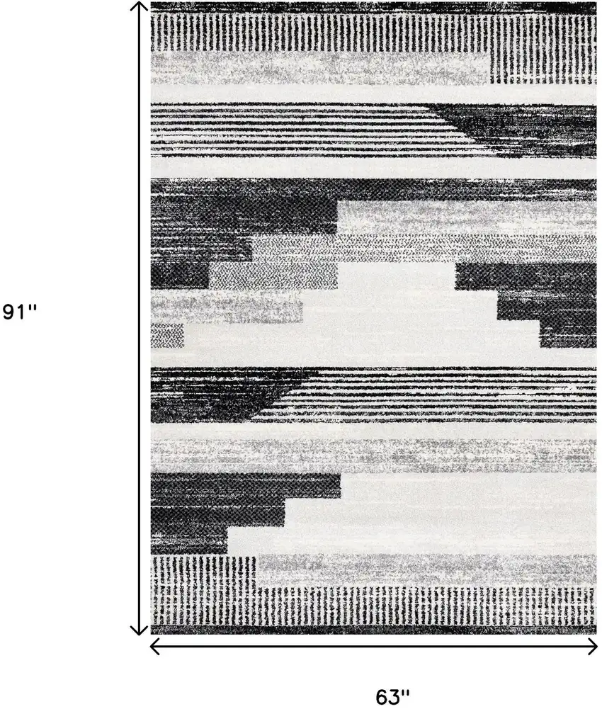 White And Gray Striped Area Rug Photo 3