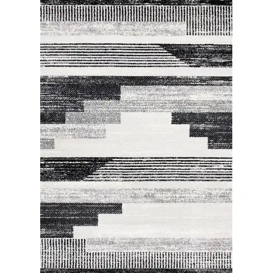 White And Gray Striped Area Rug Photo 2