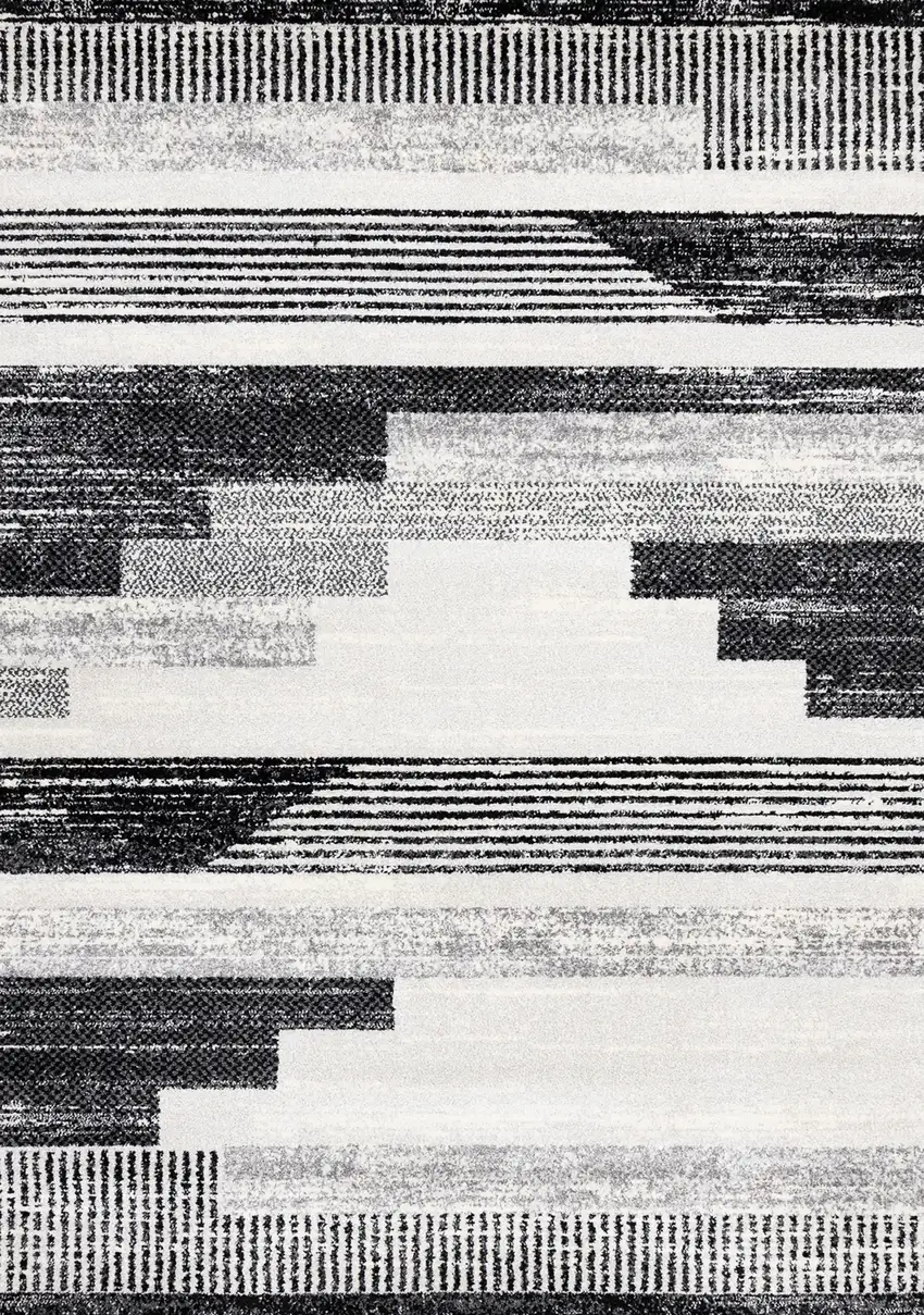 White And Gray Striped Area Rug Photo 2