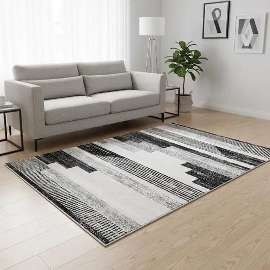 White And Gray Striped Area Rug Photo 1