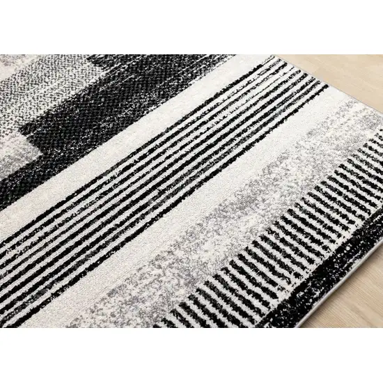 White And Gray Striped Area Rug Photo 6