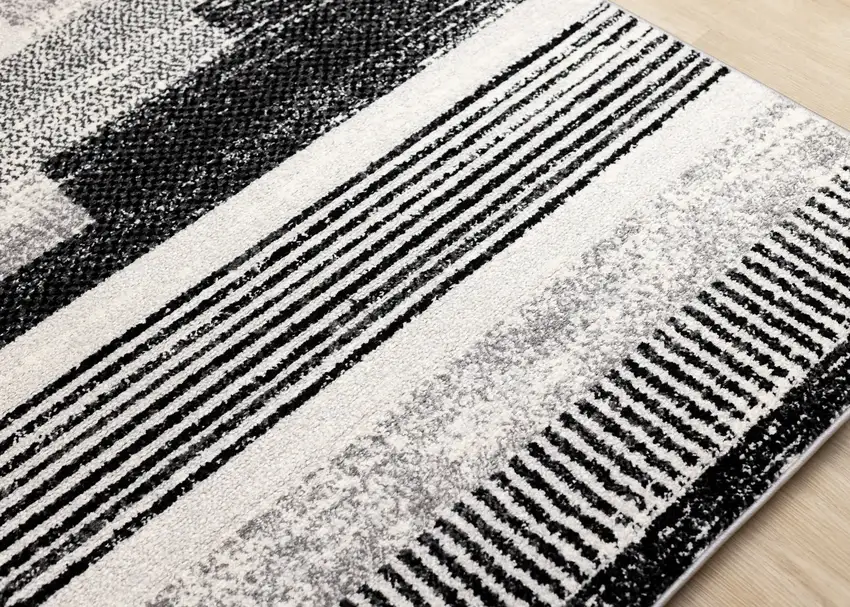 White And Gray Striped Area Rug Photo 6