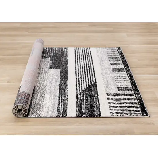 White And Gray Striped Area Rug Photo 9