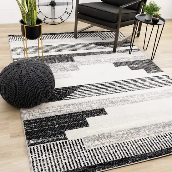 White And Gray Striped Area Rug Photo 4