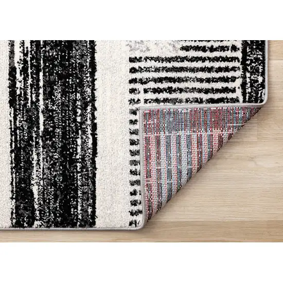 White And Gray Striped Area Rug Photo 8