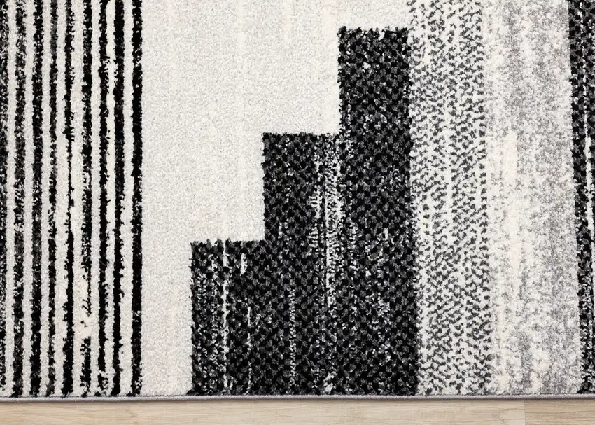 White And Gray Striped Area Rug Photo 9