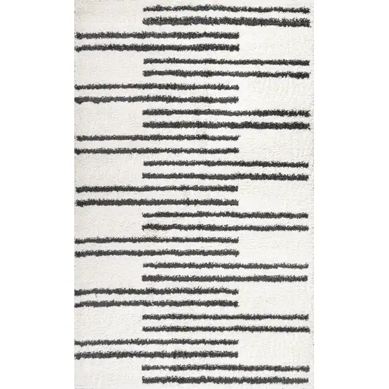 White And Gray Striped Area Rug Photo 1