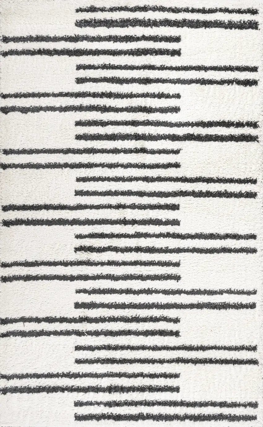 White And Gray Striped Area Rug Photo 1