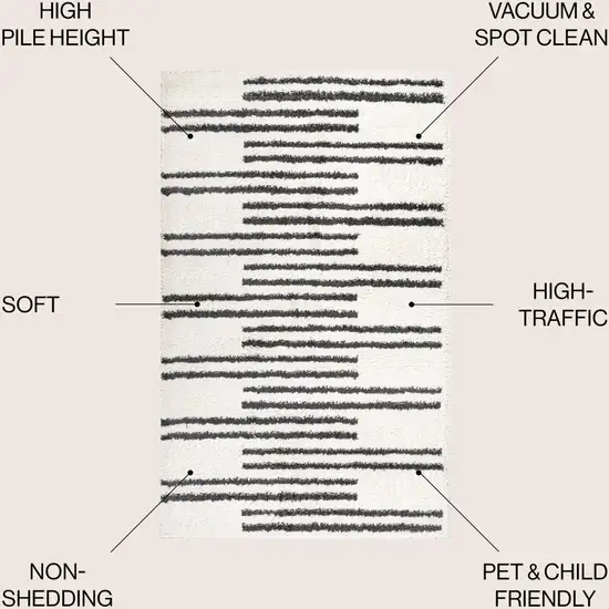 White And Gray Striped Area Rug Photo 9