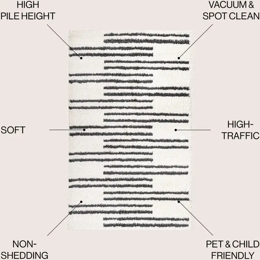 White And Gray Striped Area Rug Photo 9