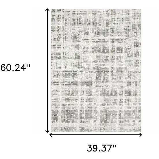 White And Grey Abstract Power Loom Stain Resistant Area Rug Photo 3