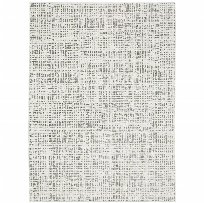 White And Grey Abstract Power Loom Stain Resistant Area Rug Photo 1