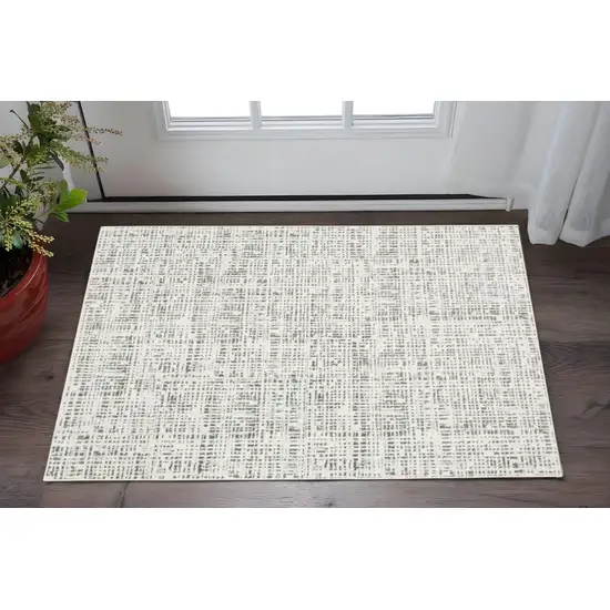 White And Grey Abstract Power Loom Stain Resistant Area Rug Photo 1