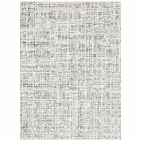 Photo of White And Grey Abstract Power Loom Stain Resistant Area Rug