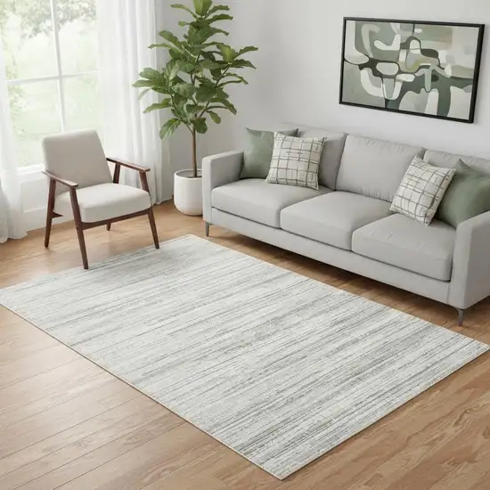 White And Grey Abstract Power Loom Stain Resistant Area Rug Photo 1