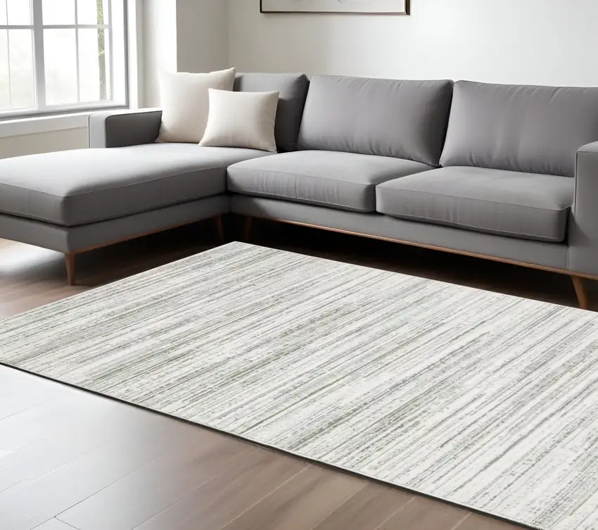 White And Gray Abstract Distressed Area Rug Photo 1