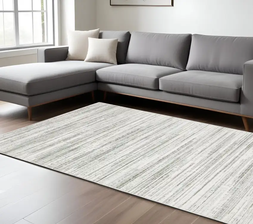 Gray and White Abstract Power Loom Area Rug Photo 1